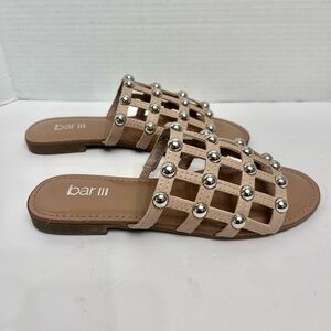 Elegant bar lll Tan Studded Slide Sandals